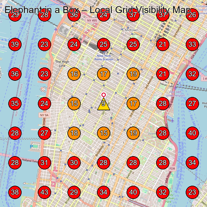Elephant in a Box GeoGrid visibility map for Furniture Store in New York